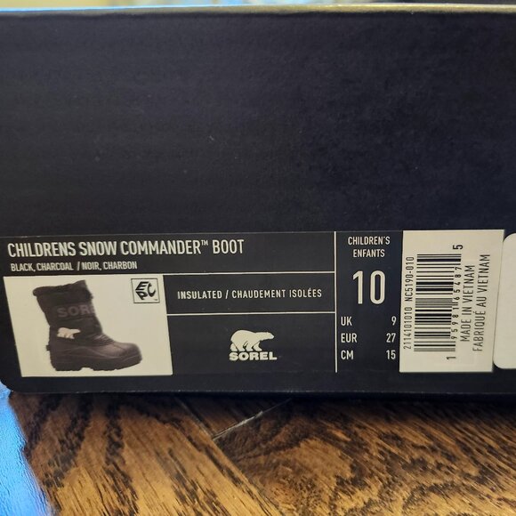 BNIB Sorel Toddler Snow Commander Winter Boots, Size 10T, Black - Picture 5 of 5